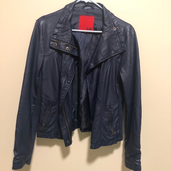 5|48 Jackets & Blazers - Navy faux leather jacket, size medium
